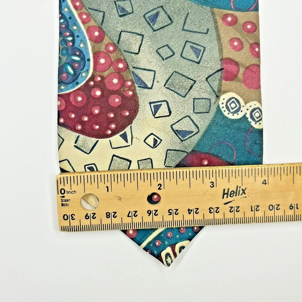 Monsieur Givenchy Silk Men's Necktie Abstract Geometric Artsy Mixed Shapes *Flaw